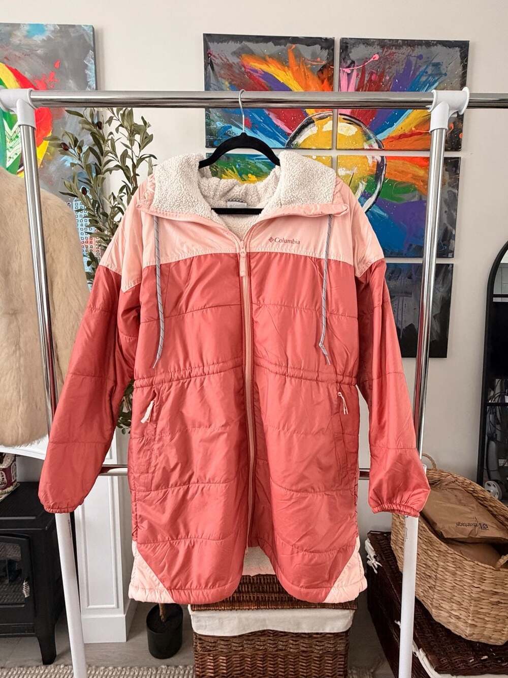 Columbia Women's Flash Challenger Sherpa Lined Long Jacket Coral Peach Large